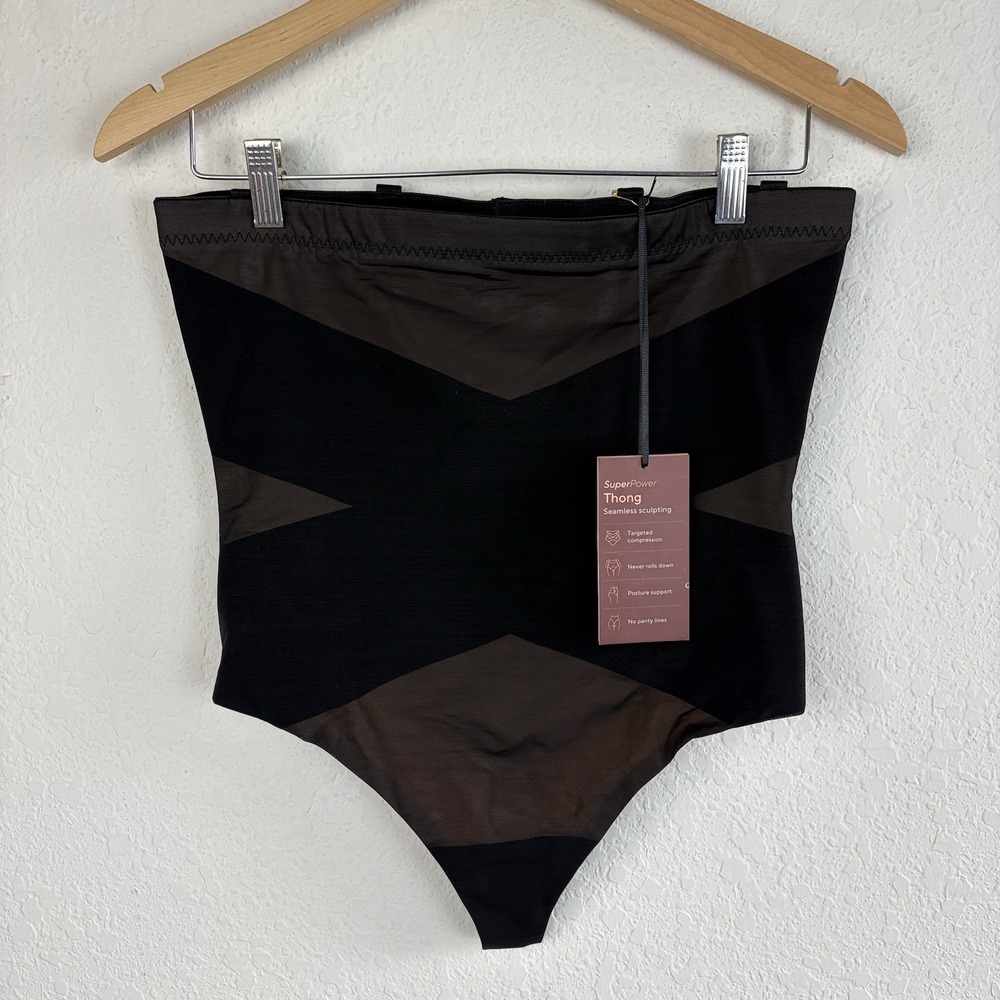 HoneyLove Superpower Thong Shapewear 2X Runway Black Compression High Rise